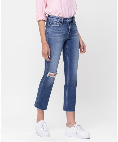 Women's Mid-Rise Straight Crop Jeans Medium Blue $40.98 Jeans