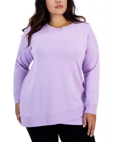 Plus Size Crossover-Hem Sweatshirt Purple $15.87 Sweatshirts