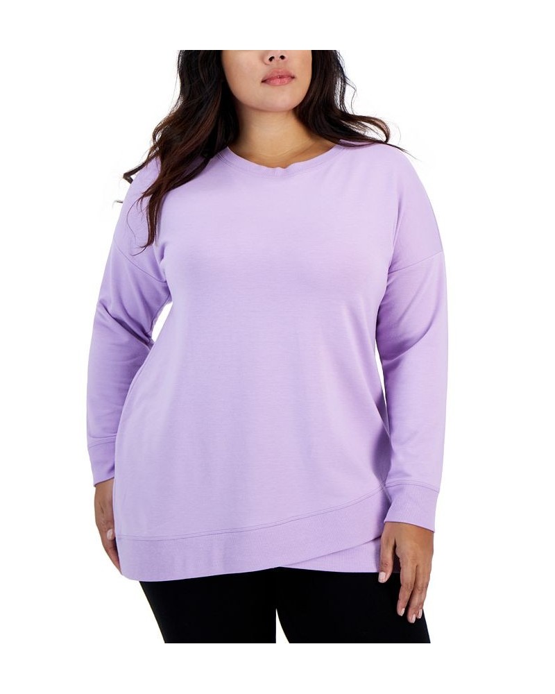 Plus Size Crossover-Hem Sweatshirt Purple $15.87 Sweatshirts