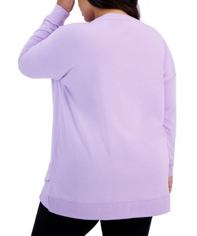 Plus Size Crossover-Hem Sweatshirt Purple $15.87 Sweatshirts