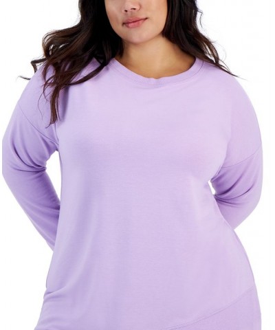 Plus Size Crossover-Hem Sweatshirt Purple $15.87 Sweatshirts