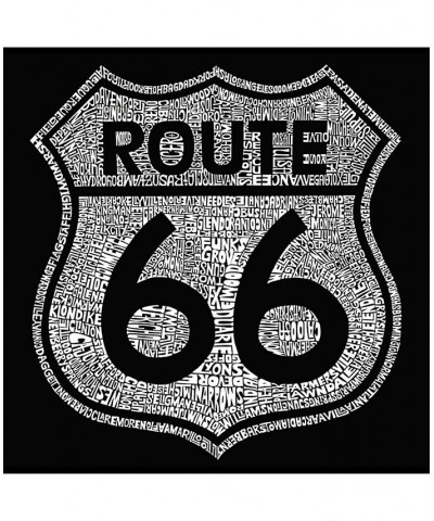 Women's Word Art Hooded Sweatshirt -Cities Along The Legendary Route 66 Black $25.20 Sweatshirts