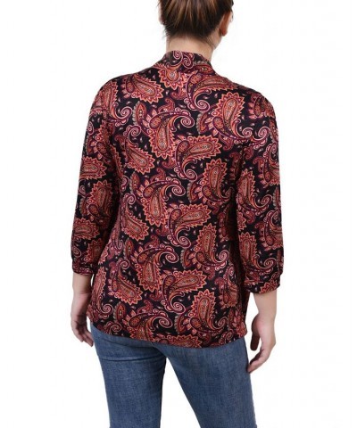 Petite 3/4 Sleeve Two-Fer Top Rust Paisley $16.44 Tops