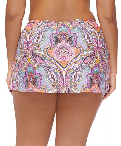 Plus Size Paisley-Print Silk Road Peru Slit-Front Swim Skirt Multi $29.70 Swimsuits