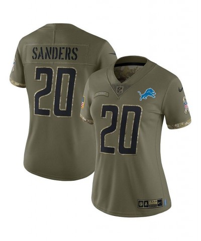 Women's Barry Sanders Olive Detroit Lions 2022 Salute To Service Retired Player Limited Jersey Green $44.40 Jersey