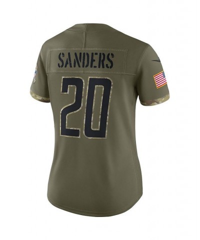 Women's Barry Sanders Olive Detroit Lions 2022 Salute To Service Retired Player Limited Jersey Green $44.40 Jersey