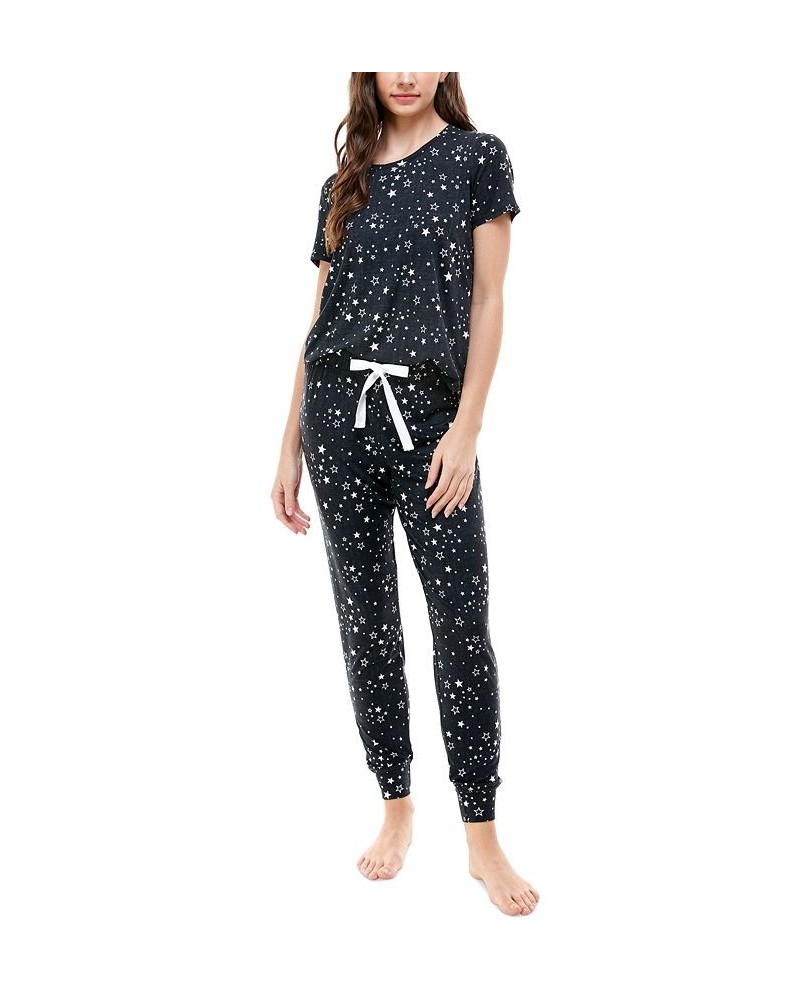 Printed Short Sleeve Top & Jogger Pajama Set TRADEWINDS $17.39 Sleepwear