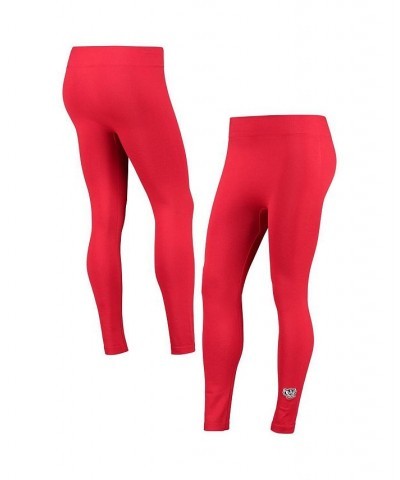 Women's Red Wisconsin Badgers Fleece-Lined Leggings Red $20.64 Pants