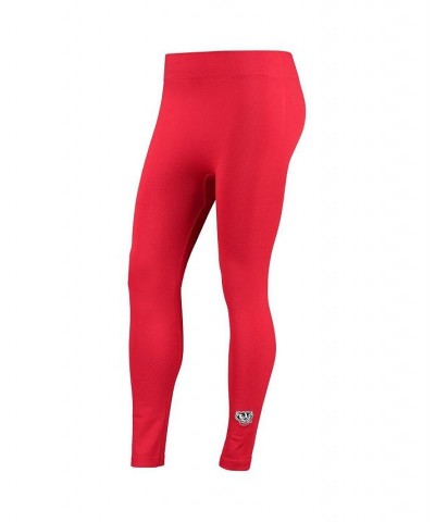 Women's Red Wisconsin Badgers Fleece-Lined Leggings Red $20.64 Pants