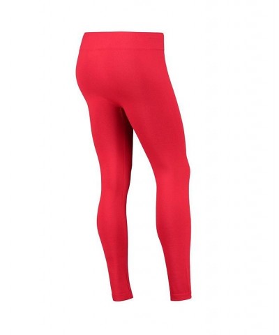 Women's Red Wisconsin Badgers Fleece-Lined Leggings Red $20.64 Pants