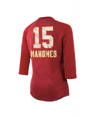 Women's Threads Patrick Mahomes Red Kansas City Chiefs Super Bowl LVII Name and Number Raglan 3/4 Sleeve T-shirt Red $33.59 Tops