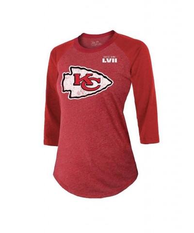 Women's Threads Patrick Mahomes Red Kansas City Chiefs Super Bowl LVII Name and Number Raglan 3/4 Sleeve T-shirt Red $33.59 Tops