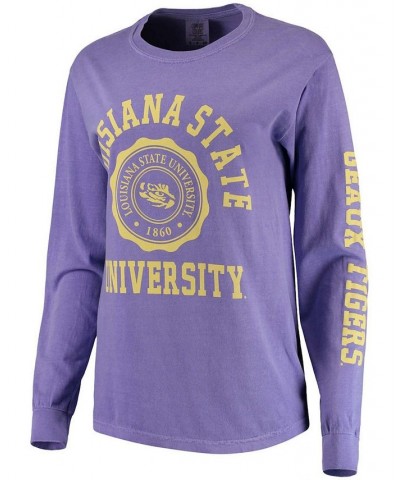 Women's Purple LSU Tigers Oversized Comfort Colors University Seal Long Sleeve T-shirt Purple $31.89 Tops