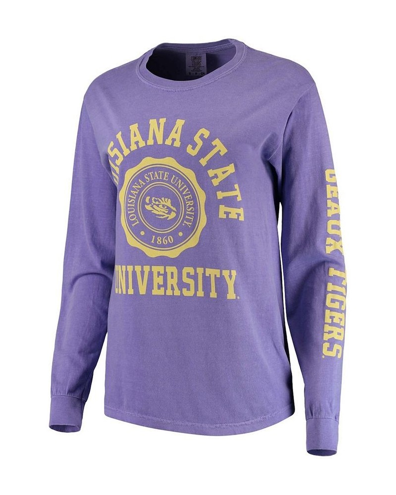 Women's Purple LSU Tigers Oversized Comfort Colors University Seal Long Sleeve T-shirt Purple $31.89 Tops