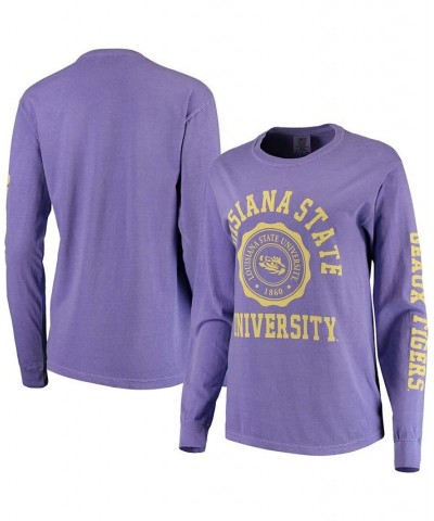 Women's Purple LSU Tigers Oversized Comfort Colors University Seal Long Sleeve T-shirt Purple $31.89 Tops