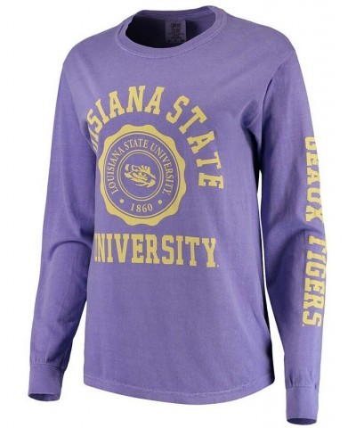 Women's Purple LSU Tigers Oversized Comfort Colors University Seal Long Sleeve T-shirt Purple $31.89 Tops