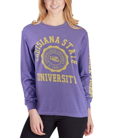 Women's Purple LSU Tigers Oversized Comfort Colors University Seal Long Sleeve T-shirt Purple $31.89 Tops