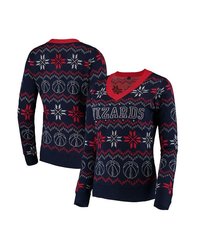 Women's Navy Washington Wizards Light-Up Bluetooth Tri-Blend V-Neck Pullover Sweater Navy $46.43 Sweaters