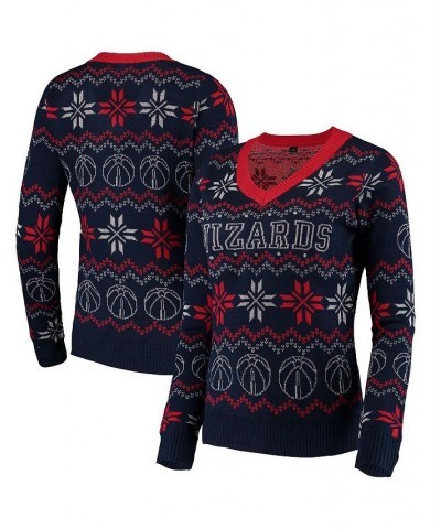 Women's Navy Washington Wizards Light-Up Bluetooth Tri-Blend V-Neck Pullover Sweater Navy $46.43 Sweaters