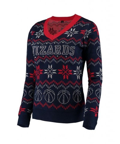 Women's Navy Washington Wizards Light-Up Bluetooth Tri-Blend V-Neck Pullover Sweater Navy $46.43 Sweaters