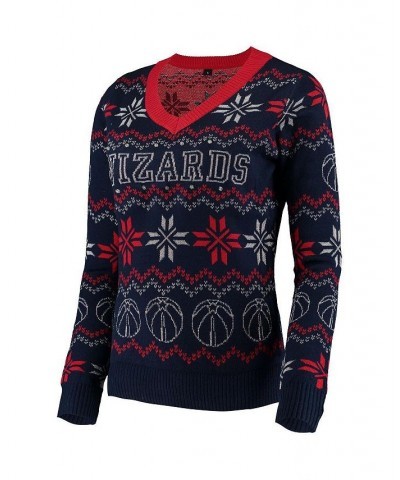 Women's Navy Washington Wizards Light-Up Bluetooth Tri-Blend V-Neck Pullover Sweater Navy $46.43 Sweaters