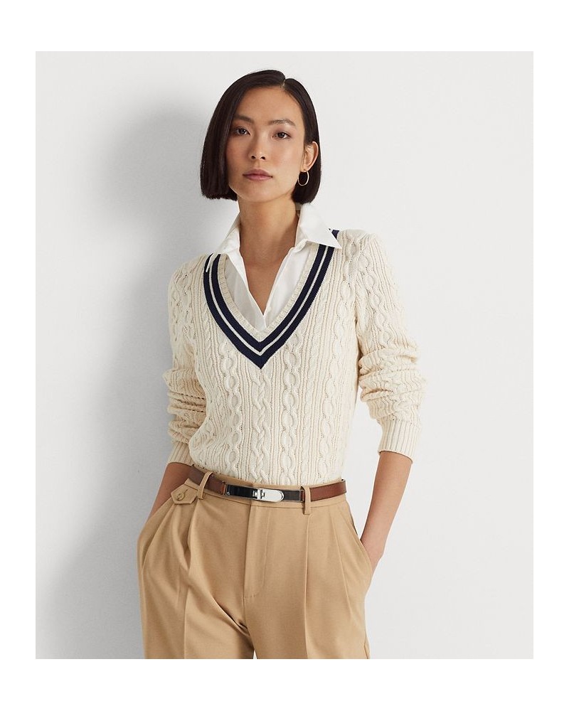 Women's Cable-Knit Cricket Sweater Regular & Petite White $71.30 Sweaters