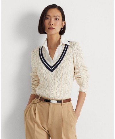 Women's Cable-Knit Cricket Sweater Regular & Petite White $71.30 Sweaters