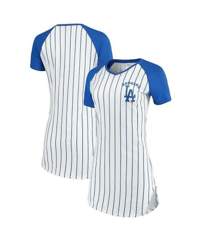 Women's White Los Angeles Dodgers Vigor Pinstripe Nightshirt White $20.64 Pajama