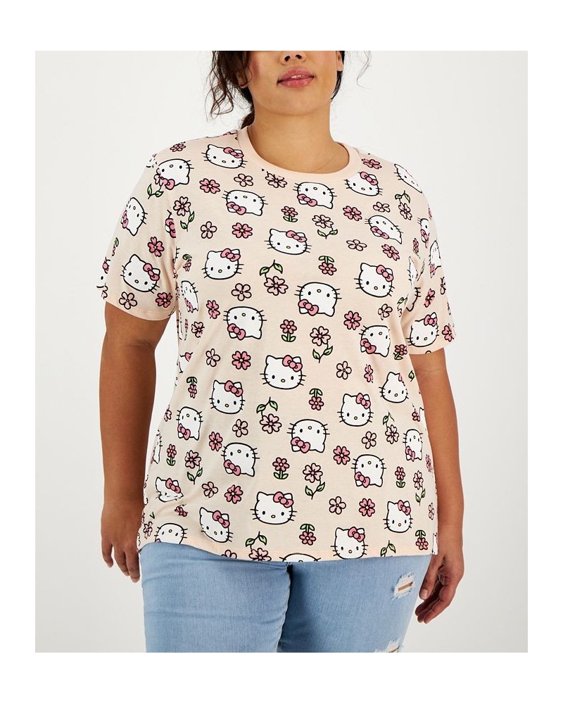 Trendy Plus Size Short-Sleeve Hello Kitty Printed T-Shirt Cloud Pink $9.89 Tops