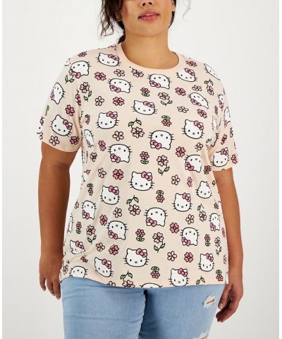 Trendy Plus Size Short-Sleeve Hello Kitty Printed T-Shirt Cloud Pink $9.89 Tops