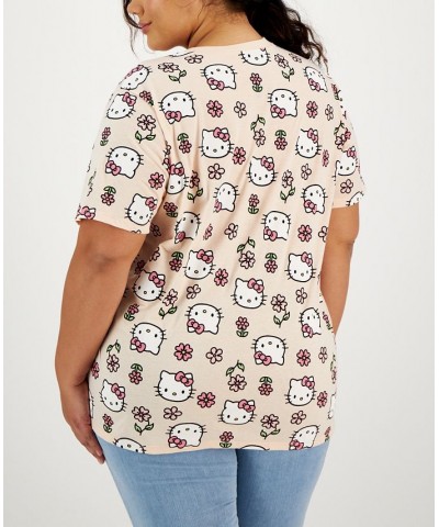 Trendy Plus Size Short-Sleeve Hello Kitty Printed T-Shirt Cloud Pink $9.89 Tops