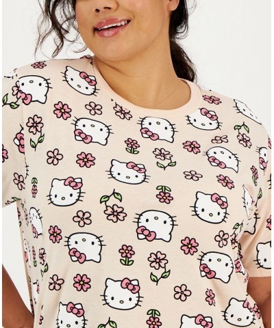 Trendy Plus Size Short-Sleeve Hello Kitty Printed T-Shirt Cloud Pink $9.89 Tops