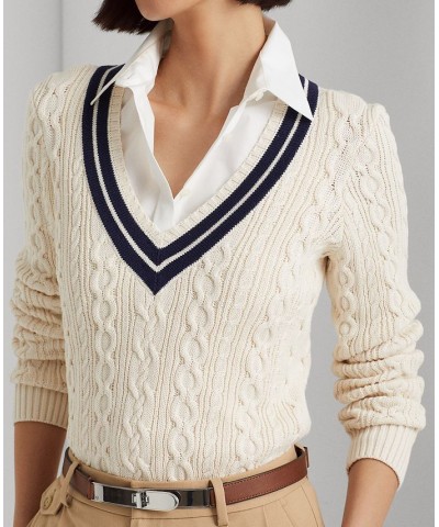 Women's Cable-Knit Cricket Sweater Regular & Petite White $71.30 Sweaters