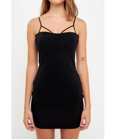 Women's Fitted Mini Dress Black $37.60 Dresses