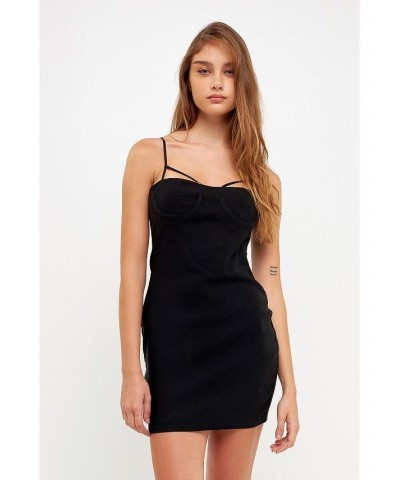 Women's Fitted Mini Dress Black $37.60 Dresses