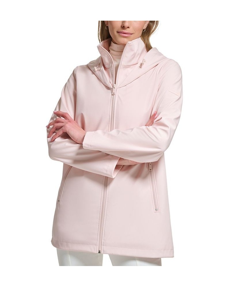 Women's Hooded Raincoat Pink $38.54 Coats