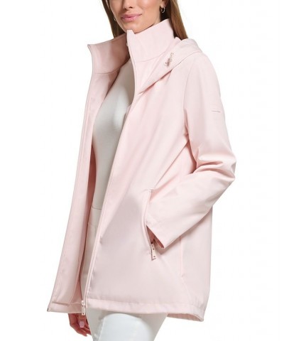 Women's Hooded Raincoat Pink $38.54 Coats