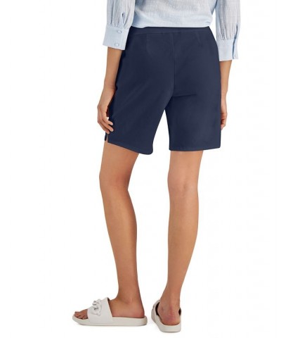 Women's Curvy Mid Rise Pull-On Bermuda Shorts Blue $16.45 Shorts