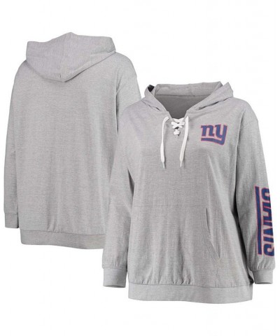 Women's Plus Size Heathered Gray New York Giants Lace-Up Pullover Hoodie Heathered Gray $28.60 Sweatshirts