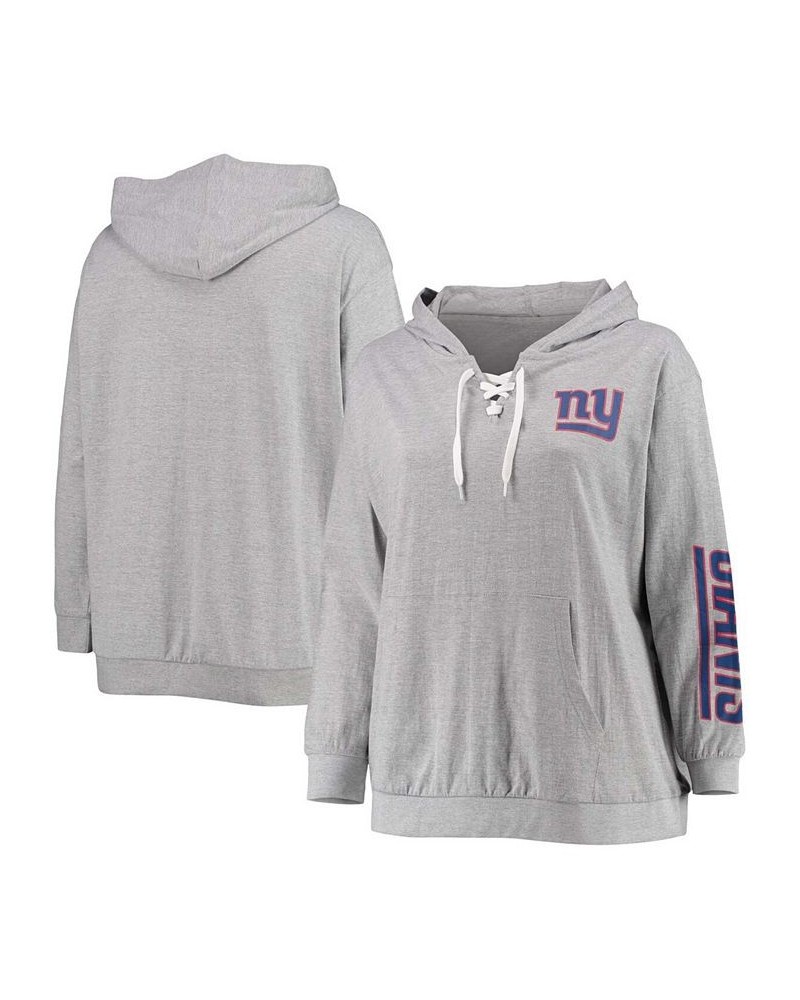 Women's Plus Size Heathered Gray New York Giants Lace-Up Pullover Hoodie Heathered Gray $28.60 Sweatshirts