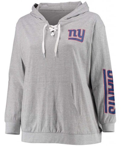 Women's Plus Size Heathered Gray New York Giants Lace-Up Pullover Hoodie Heathered Gray $28.60 Sweatshirts