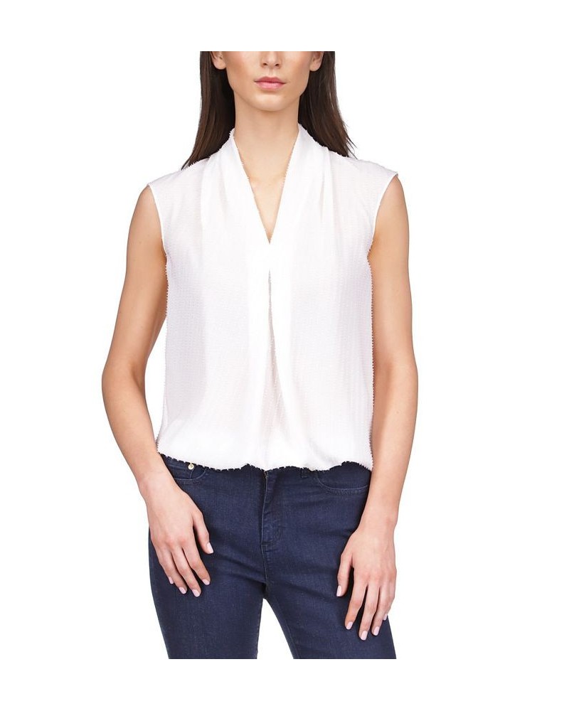 Women's Pinstripe Crepe Pleated Top White $50.40 Tops