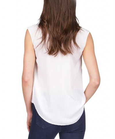 Women's Pinstripe Crepe Pleated Top White $50.40 Tops