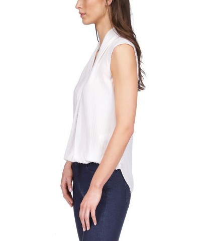 Women's Pinstripe Crepe Pleated Top White $50.40 Tops