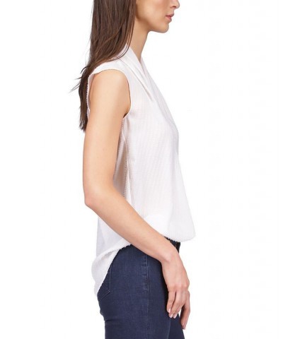 Women's Pinstripe Crepe Pleated Top White $50.40 Tops