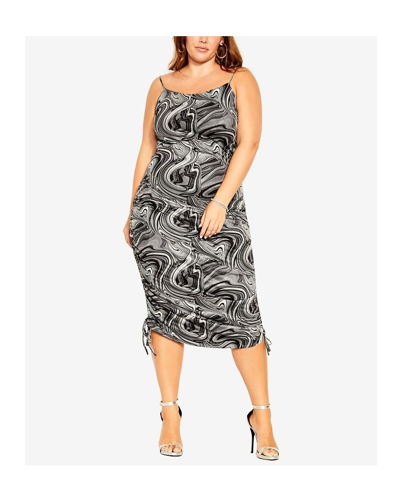 Trendy Plus Size Whirlwind Dress Black Swirl $43.60 Dresses