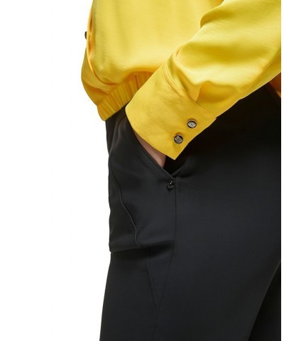 Women's Long-Sleeve Crossover-Button Top Yellow $51.74 Tops