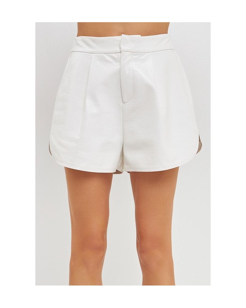 Women's High-Waisted Faux Leather Shorts White $44.00 Shorts