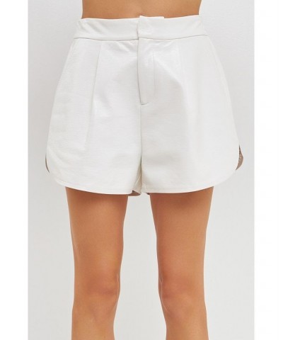 Women's High-Waisted Faux Leather Shorts White $44.00 Shorts