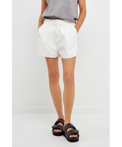 Women's High-Waisted Faux Leather Shorts White $44.00 Shorts